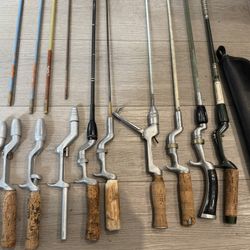Vintage Antique Pistol Grip Fishing Rod Collection - 11 Handles (10 with Rods) - C. Higgins Style, Culver Duo-Loc, Great Lakes, Sport King + More!