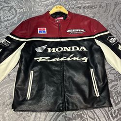 BRAND NEW HONDA LEATHER MOTORCYCLE RACING JACKET ARMOR PROTECTED MENS XL