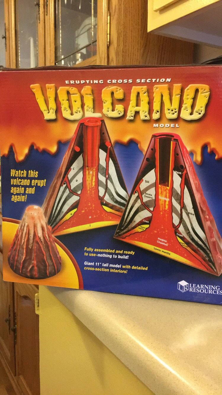 Erupting cross section volcano