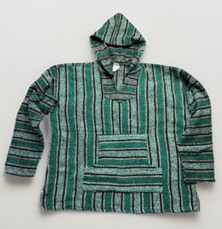 Baja Hoodie | Drug Rug | Mexican Poncho with Soft Inner Lining - Green XL