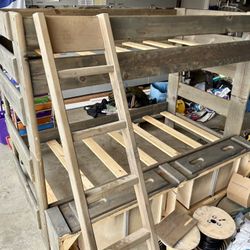 Twin Bunk Bed w/ Storage Drawers + 2 Mattresses 