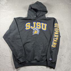 Vintage SJSU San Jose State University Men’s XL Champion Gray Hoodie Y2K #1268