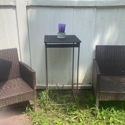 Patio Chairs And Tall  Plant Stand