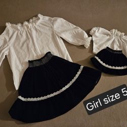 Matching "Me & My Kid" Girl & Toy Doll Outfits (Size 5) 1980s Vintage