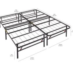 New Amazon Basics Bed Frame with Storage, Foldable, 14” H, Queen Size, Black, Russell/Boulder Area