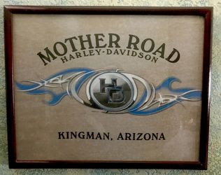 Framed Harley-Davidson Kingman Arizona Logo Mother Road Print w Glass Tap See More for All Info 