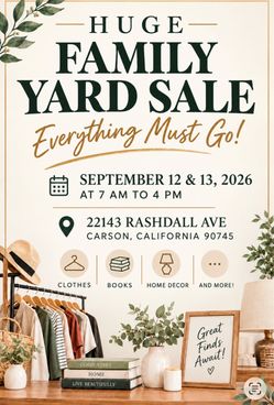 Sunday Yard sale Garage Sale