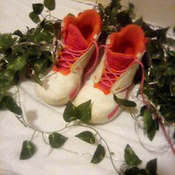 Lightly Used Pink Orange And White Jordans