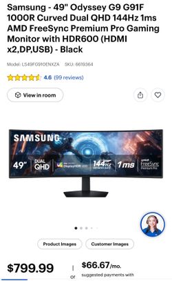Odyssey G9 49” curved gaming monitor