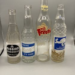 Vintage Glass Bottles with Advertisement Lot Of 4 