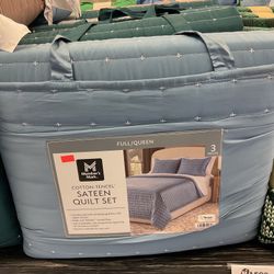 Member’s Mark 3 Piece Full/Queen Cotton-Tencel Sateen Quilt Set