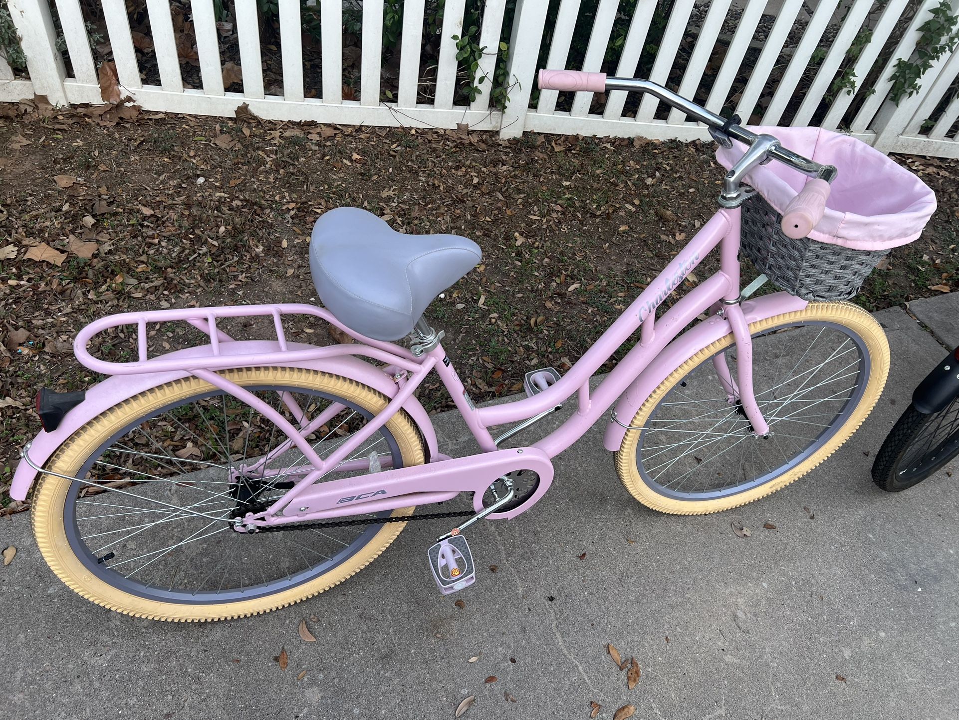 Pink Beach Cruiser w/ Basket & Rack