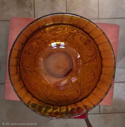 Vintage amber glass punch bowl