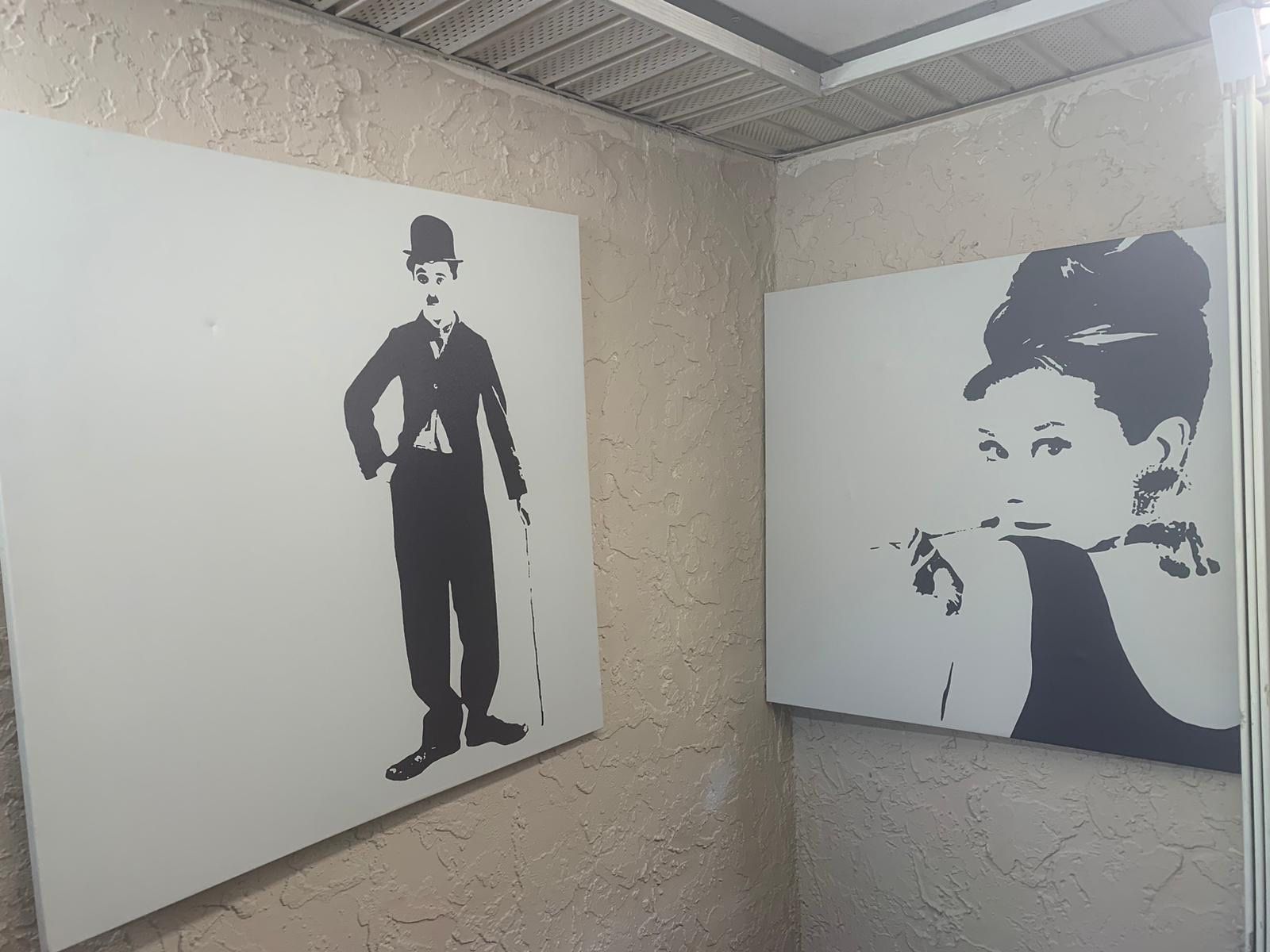 35" x 35" Audrey Hepburn & Charlie Chaplin Canvas Prints - See My Other Items 😀