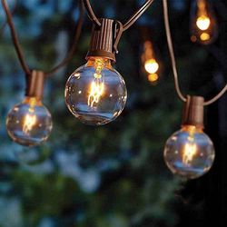 new Outdoor String Lights, 25FT Hanging Patio Lights String with 27 G40 Clear Globe Bulbs (2 Spare), Connectable Globe String Lights for Indoor Outdoo
