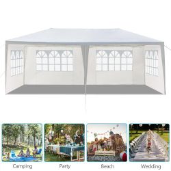 10×20 FT White Party Tent, Waterproof Outdoor Wedding Canopy with 6 Removable Sidewalls, Heavy Duty Gazebo Shelter for Patio, BBQ, Graduation & Events