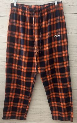 NFL Denver Broncos Men’s Orange Blue Plaid Pajama Pants Size XL FLAW