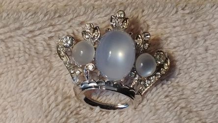 Rare Vintage Coro Moonstone Crown Brooch #301