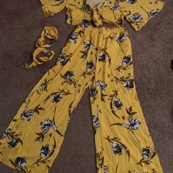 Brights Yellow Two Piece Set With Matching Belt