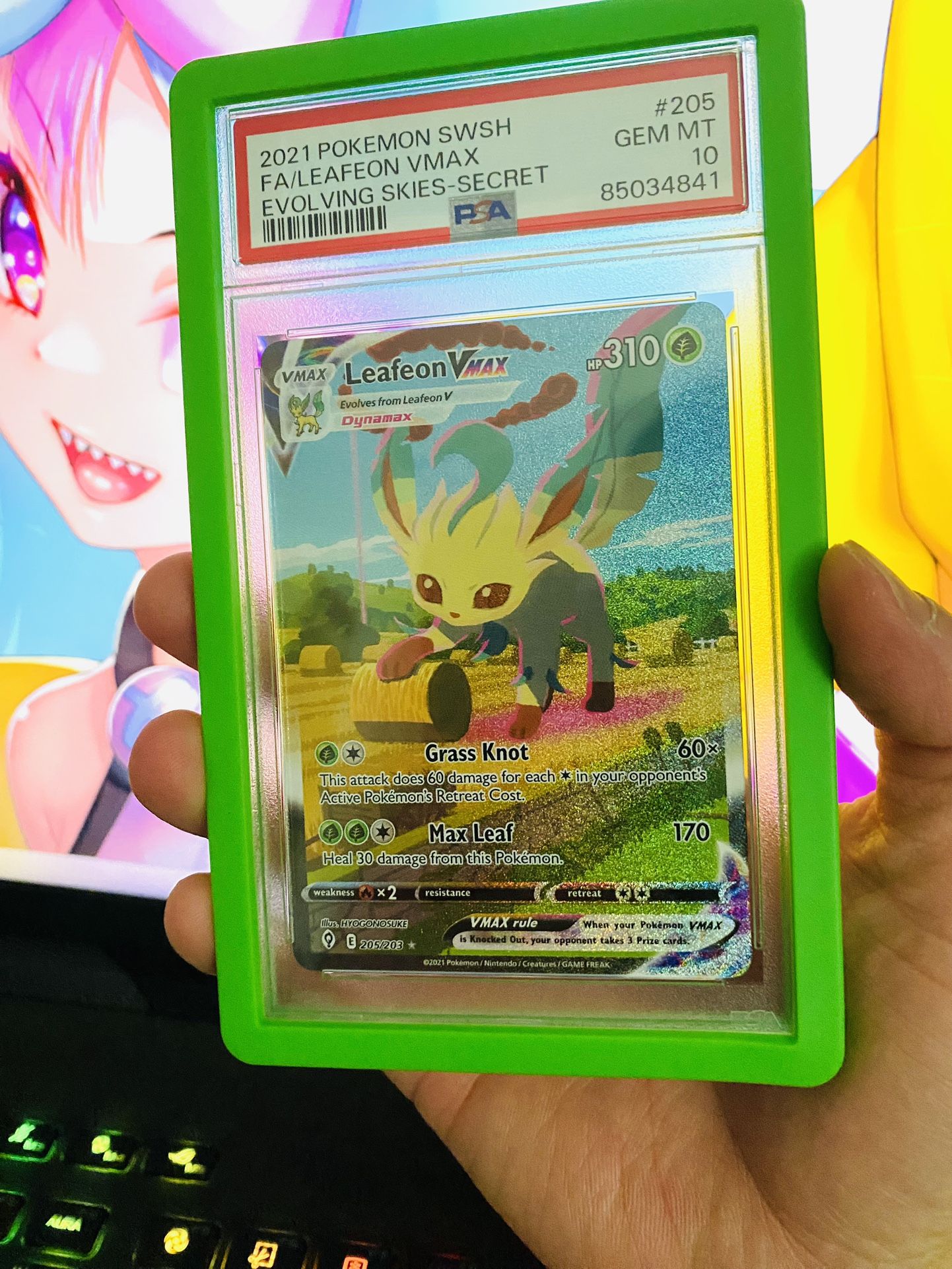 Pokemon TCG Leafeon VMax Alt Art Evolving Skies Sword & Shield 205/203