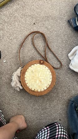 Round Rattan Crossbody Beach Purse 