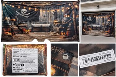 Pirate Ship Garage Door Cover & Photo Backdrop, New 130 x 150 cm
