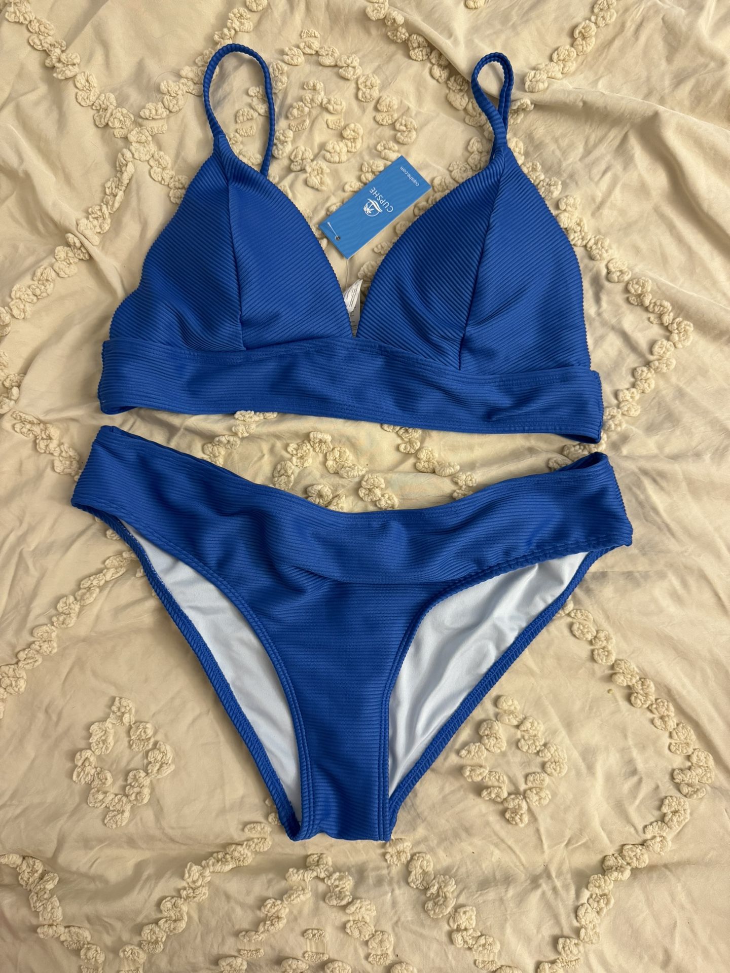 CUPSHE Women Bikini Set Solid Color Sexy Triangle Two Piece Swimsuit