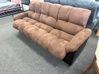 Brown Tufted Microfiber 3-Seat Sofa