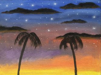 Tropical Sunset Original Oil Painting