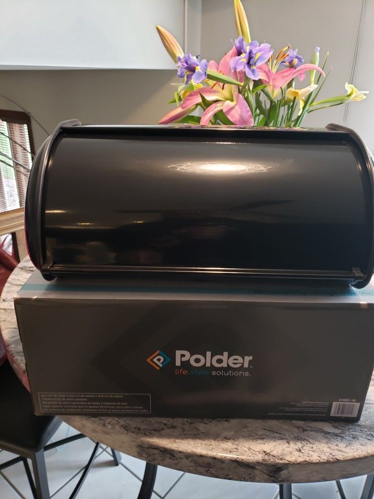Polder 210201-95 Deluxe Steel Bread Box Black