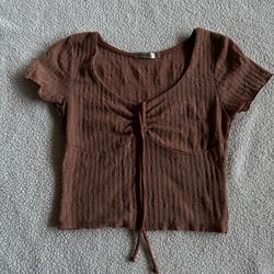 Cropped Shirt - Brown