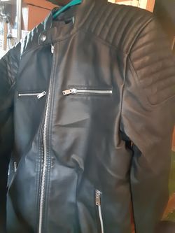 Womens black leather jacket medium