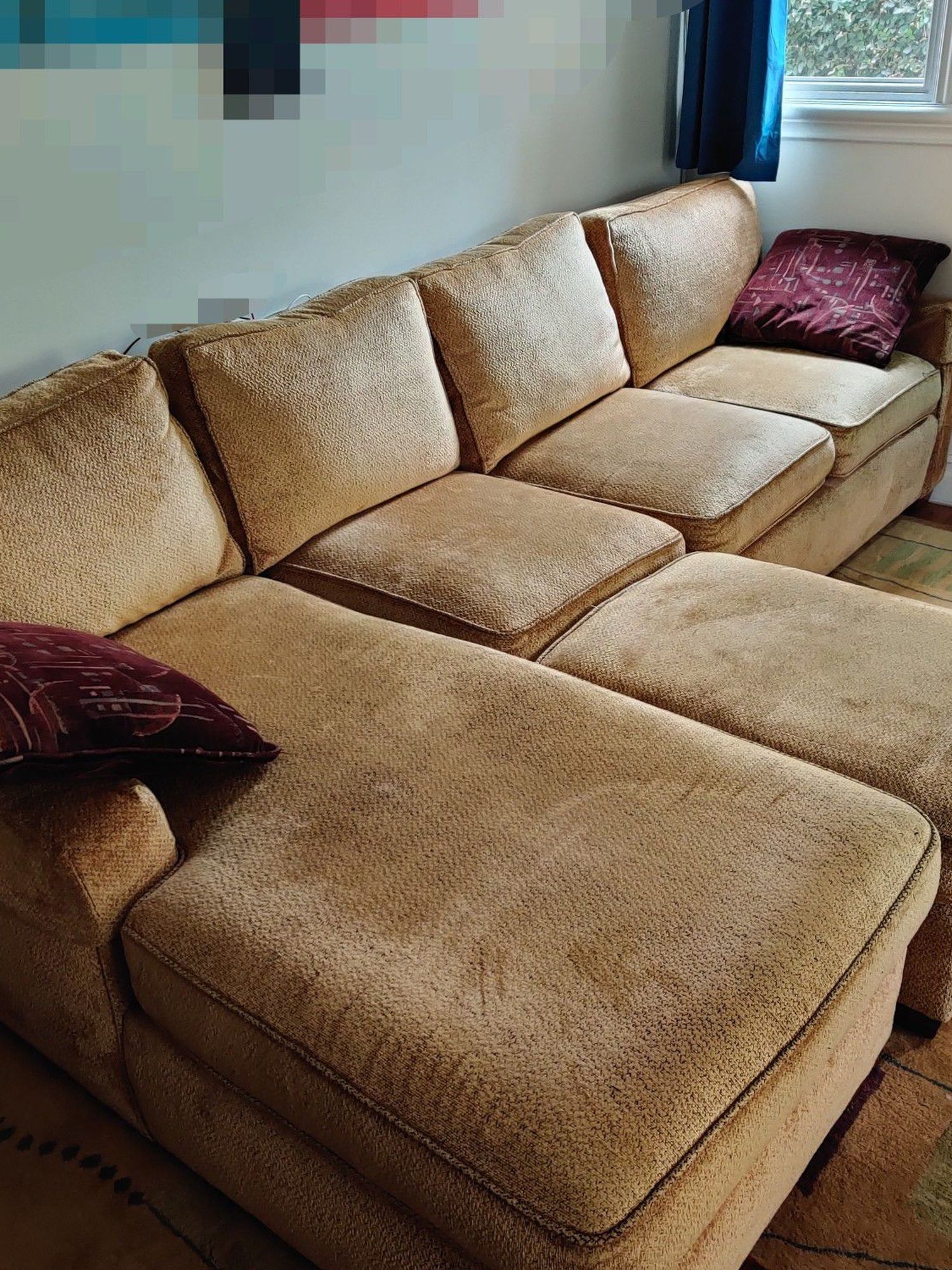 Large Sectional Couch with ottoman and throw pillows