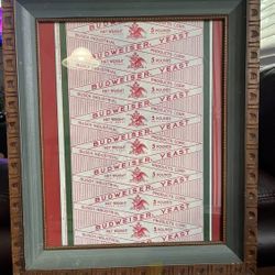 Anheuser Busch Budweiser Beer Framed Yeast Labels Set Of 2