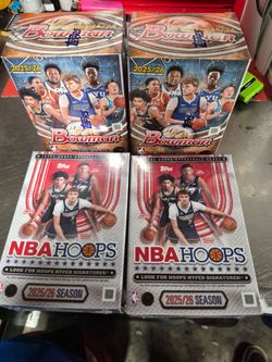 2025/26 NBA lot 2 Bowman blasters and 2 topps hangers