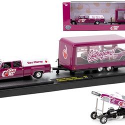 M2 Machines Auto Hauler Cherry Coke Chevy '73 Super 30 & '69 Camaro Funny Car. -1:64-