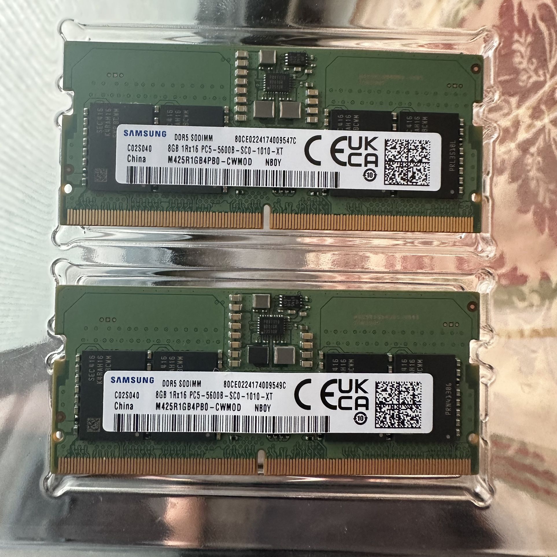 Two Samsung 8GB Ram Memory