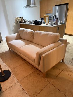 Newport White Fabric 84" Sofa