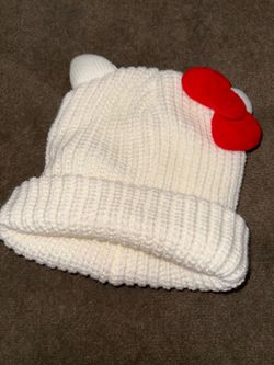 Hello Kitty White Knit Beanie Hat