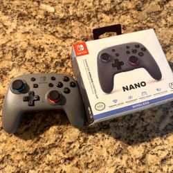 PowerA Nano Enhanced Wireless Controller for Nintendo Switch - Grey-Neon, Works with Nintendo Switch Lite, Bluetooth Controller, Gamepad, Compact, Sma