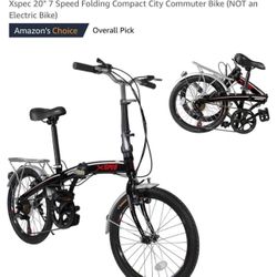 Xspec 20" 7 Speed Folding Compact City Commuter Bike (NOT an Electric Bike)