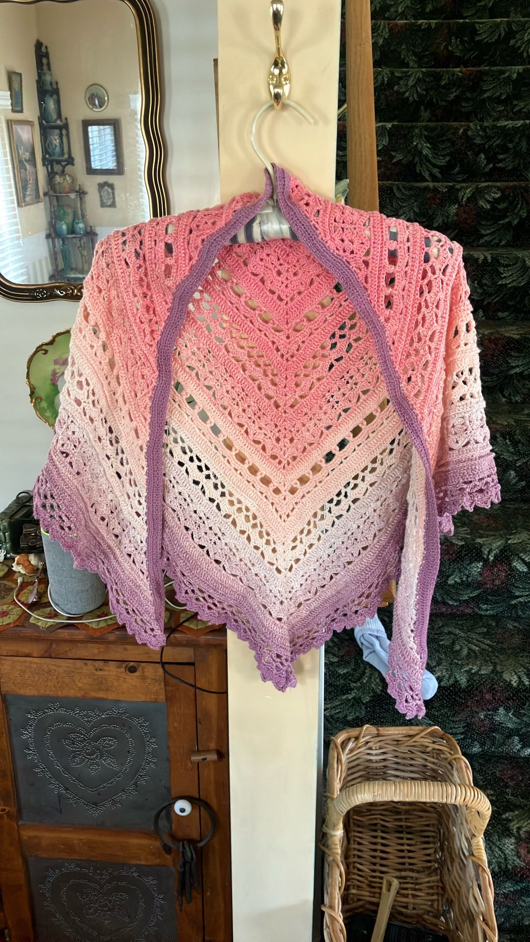 Vintage Beautiful Hand Croquet Shawl