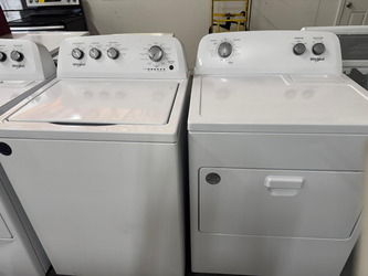 Whirlpool Top Load Washer & Dryer Set – White, Auto Dry, Simple Dials