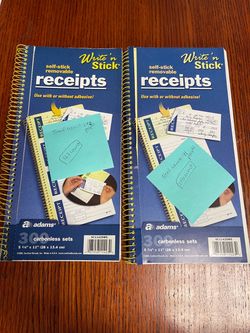 Receipt book and message book 2 Carbonless Set Self - Stick Removable Receipts (one Set Of 123 Ct, Second Set Of 213 Ct 123 Ct 213 Ct Price for all -