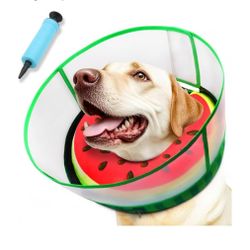 Brand: AThooDel Inflatable Dog Cone Collar with Transparent Anti-Licking Shield, Soft Adjustable Elizabethan Collar for Medium Large Dogs, 2-in-1 Desi