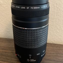 Zoom Lens CANON 75-300 W/ Altura 58mm With Plastic Lens Hood 