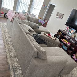 Beautiful Grey Large Oversized Sectional With Storage Ottoman 