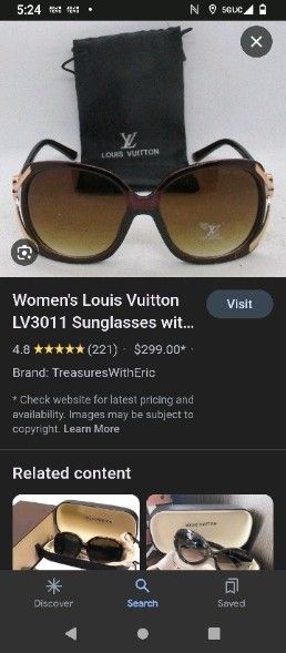Women's Louis Vuitton LV3011 Sunglasses With Cloth Bag 