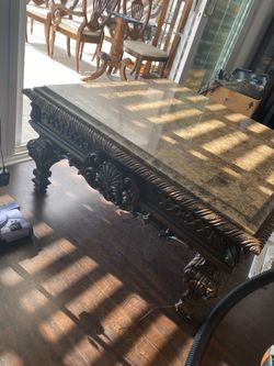 Coffee table, china/buffet, couch, dining table/chairs, etc.