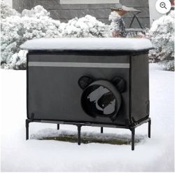 Ciokea Heated Outdoor cat House for Outside, Weatherproof Insulated Feral Cat Shelter with Timer-Temp Control Heating Pad in Winter, Large Elevated Ou